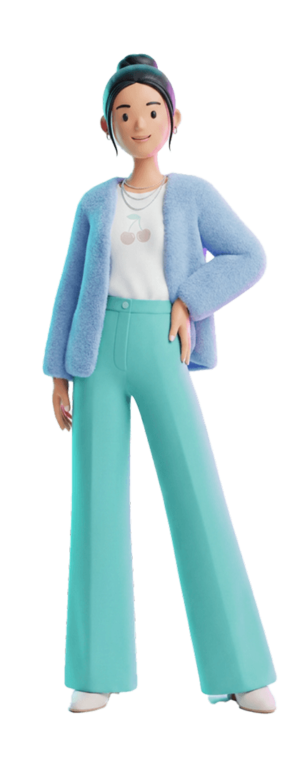 Janet rendered in the simplified graphic 3d style