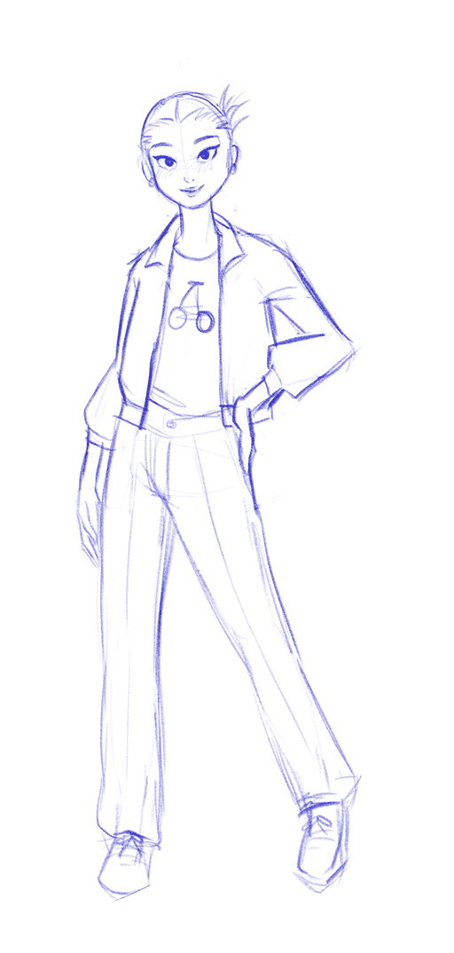 Janet rendered in the initial sketch style