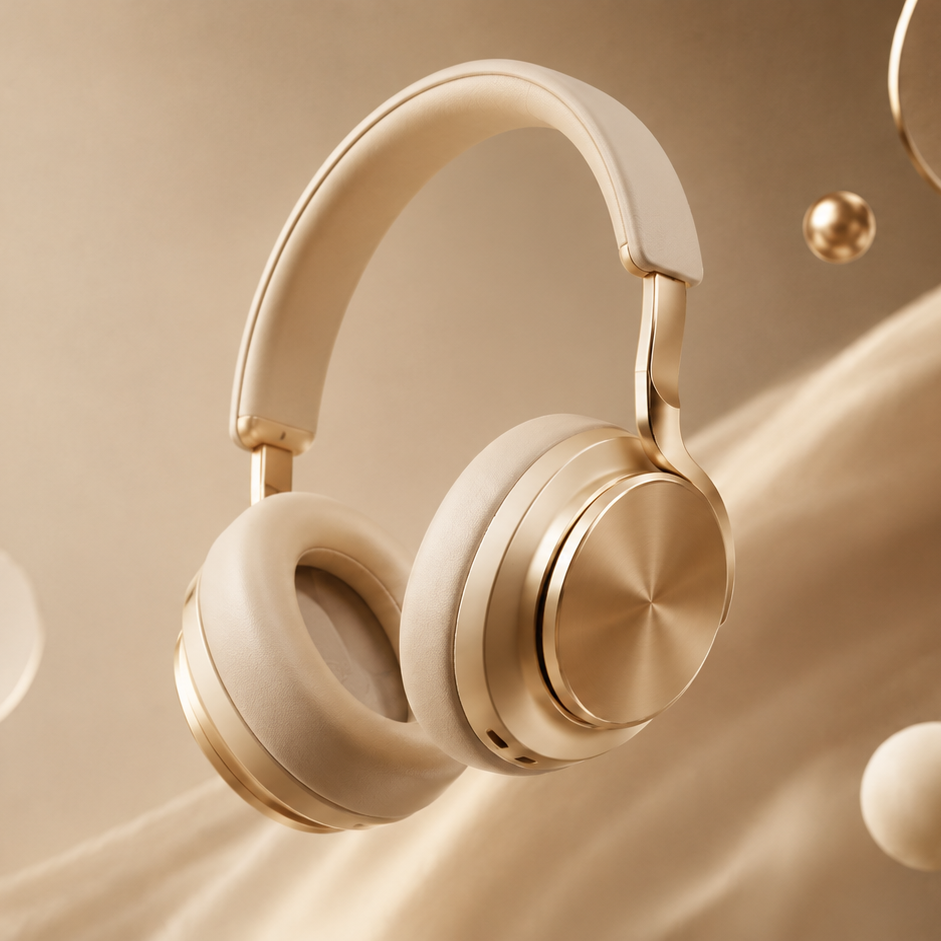 AI-generated headphones product still