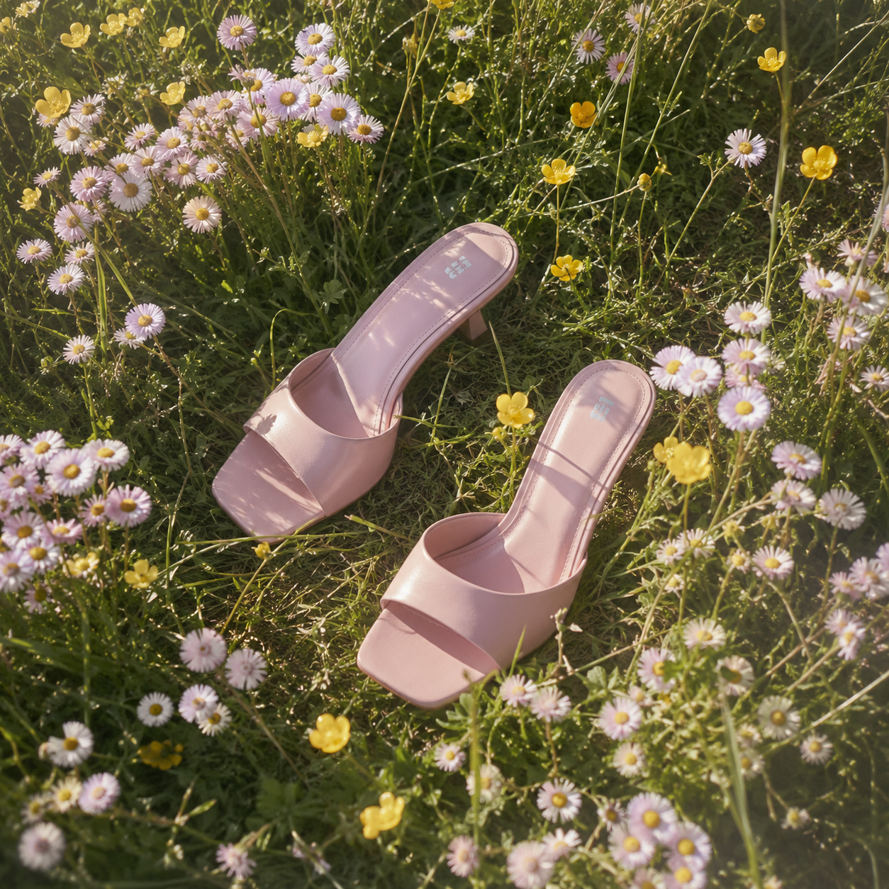 AI-generated heels in a meadow