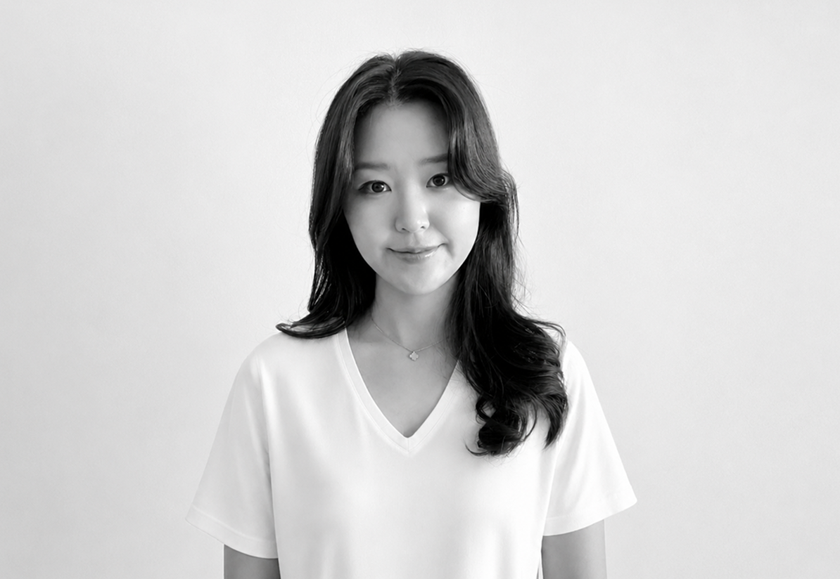 Black-and-white portrait of Ari Hwang
